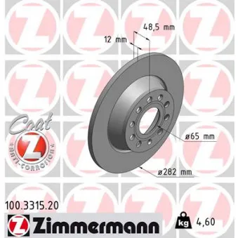 Jeu de 2 disques de frein arrière ZIMMERMANN 100.3315.20