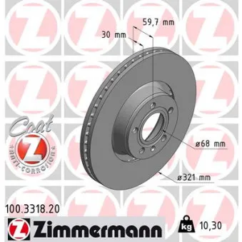 Jeu de 2 disques de frein avant ZIMMERMANN 100.3318.20