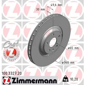 Jeu de 2 disques de frein avant ZIMMERMANN 100.3327.20