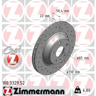 Jeu de 2 disques de frein arrière ZIMMERMANN 100.3329.52