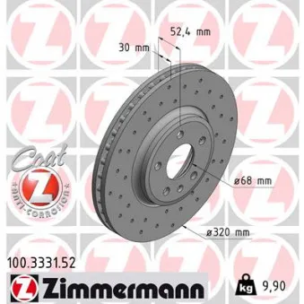 Jeu de 2 disques de frein avant ZIMMERMANN 100.3331.52