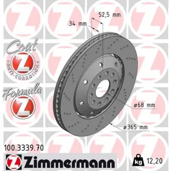 Disque de frein avant gauche ZIMMERMANN 100.3339.70