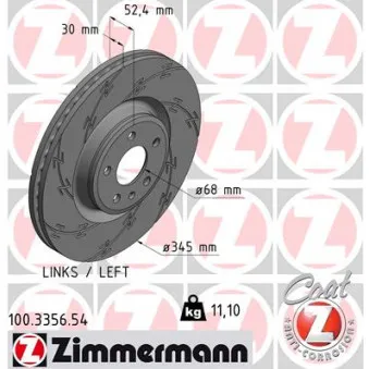 Disque de frein avant gauche ZIMMERMANN 100.3356.54