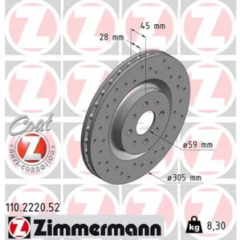 Jeu de 2 disques de frein avant ZIMMERMANN 110.2220.52