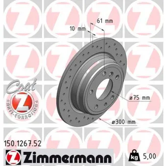 Jeu de 2 disques de frein arrière ZIMMERMANN 150.1267.52