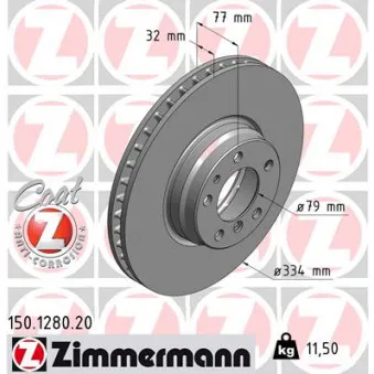 Jeu de 2 disques de frein avant ZIMMERMANN 150.1280.20