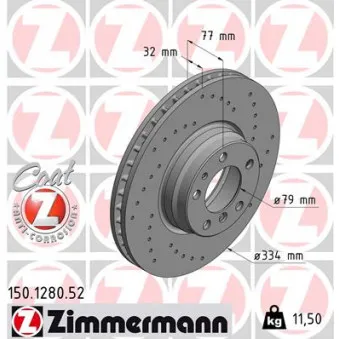 Jeu de 2 disques de frein avant ZIMMERMANN 150.1280.52