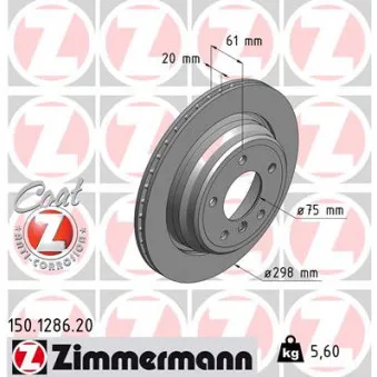 Jeu de 2 disques de frein arrière ZIMMERMANN 150.1286.20