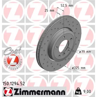 Jeu de 2 disques de frein avant ZIMMERMANN 150.1294.52