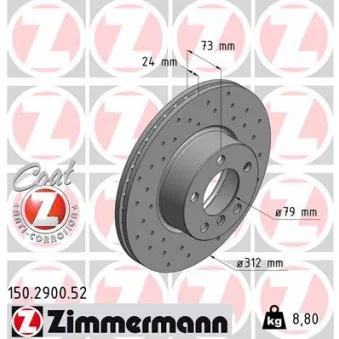 Jeu de 2 disques de frein avant ZIMMERMANN 150.2900.52