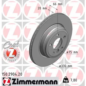 Jeu de 2 disques de frein arrière ZIMMERMANN 150.2904.20