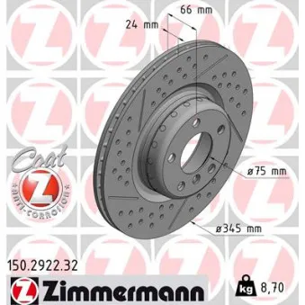 Jeu de 2 disques de frein arrière ZIMMERMANN 150.2922.32