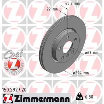 Jeu de 2 disques de frein avant ZIMMERMANN 150.2927.20