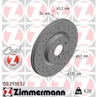 Jeu de 2 disques de frein avant ZIMMERMANN 150.2930.52