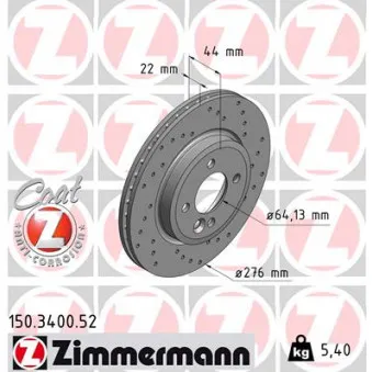 Jeu de 2 disques de frein avant ZIMMERMANN 150.3400.52