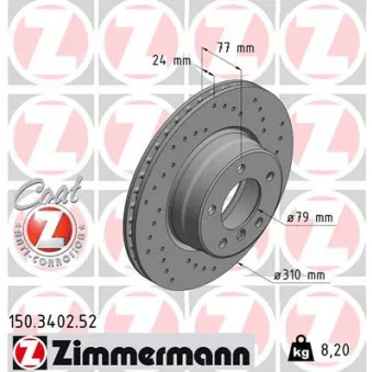 Jeu de 2 disques de frein avant ZIMMERMANN 150.3402.52