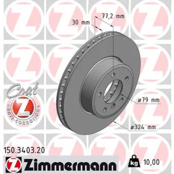 Jeu de 2 disques de frein avant ZIMMERMANN 150.3403.20