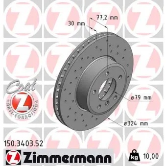 Jeu de 2 disques de frein avant ZIMMERMANN 150.3403.52