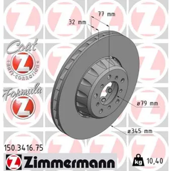 Disque de frein avant droit ZIMMERMANN 150.3416.75