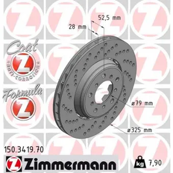 Disque de frein avant gauche ZIMMERMANN 150.3419.70