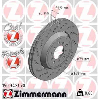 Disque de frein avant gauche ZIMMERMANN 150.3421.70