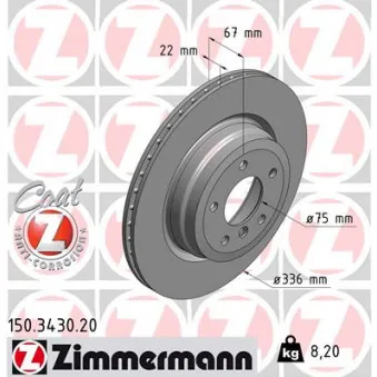 Jeu de 2 disques de frein arrière ZIMMERMANN 150.3430.20