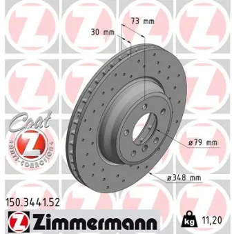 Jeu de 2 disques de frein avant ZIMMERMANN 150.3441.52