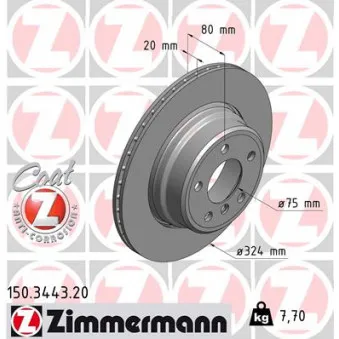 Jeu de 2 disques de frein arrière ZIMMERMANN 150.3443.20