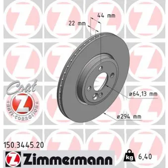 Jeu de 2 disques de frein avant ZIMMERMANN 150.3445.20