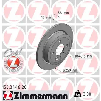 Jeu de 2 disques de frein arrière ZIMMERMANN 150.3446.20