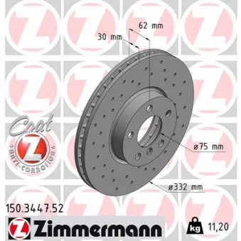 Jeu de 2 disques de frein avant ZIMMERMANN 150.3447.52