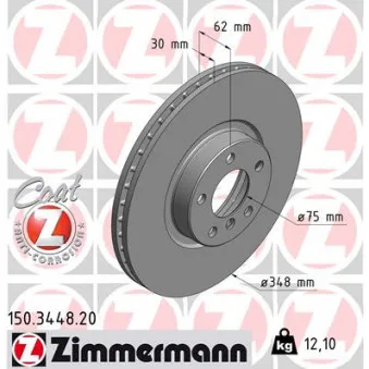 Jeu de 2 disques de frein avant ZIMMERMANN 150.3448.20