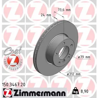 Jeu de 2 disques de frein avant ZIMMERMANN 150.3467.20