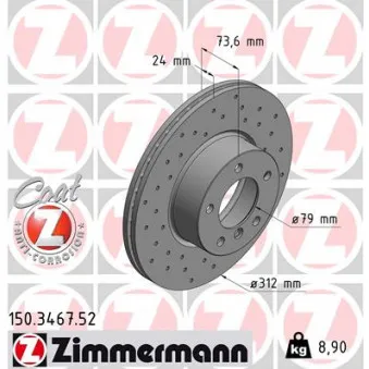 Jeu de 2 disques de frein avant ZIMMERMANN 150.3467.52