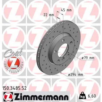 Jeu de 2 disques de frein avant ZIMMERMANN 150.3485.52