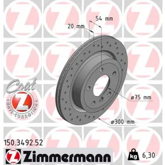 Jeu de 2 disques de frein arrière ZIMMERMANN 150.3492.52