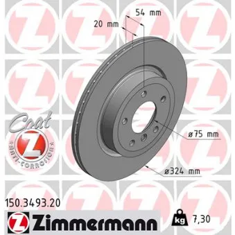 Jeu de 2 disques de frein arrière ZIMMERMANN 150.3493.20