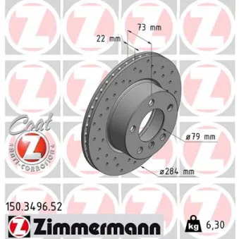 Jeu de 2 disques de frein avant ZIMMERMANN 150.3496.52