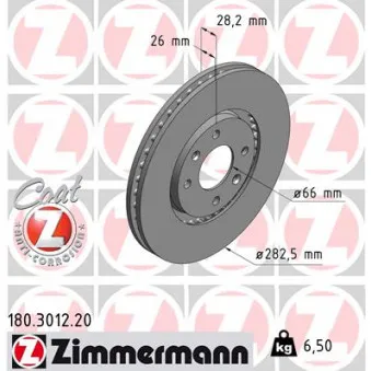 Jeu de 2 disques de frein avant ZIMMERMANN 180.3012.20