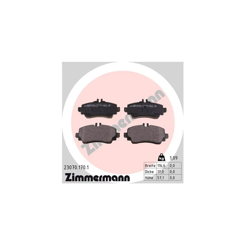 Jeu de 4 plaquettes de frein avant ZIMMERMANN 23070.170.1