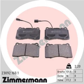 Jeu de 4 plaquettes de frein avant ZIMMERMANN 23092.160.1