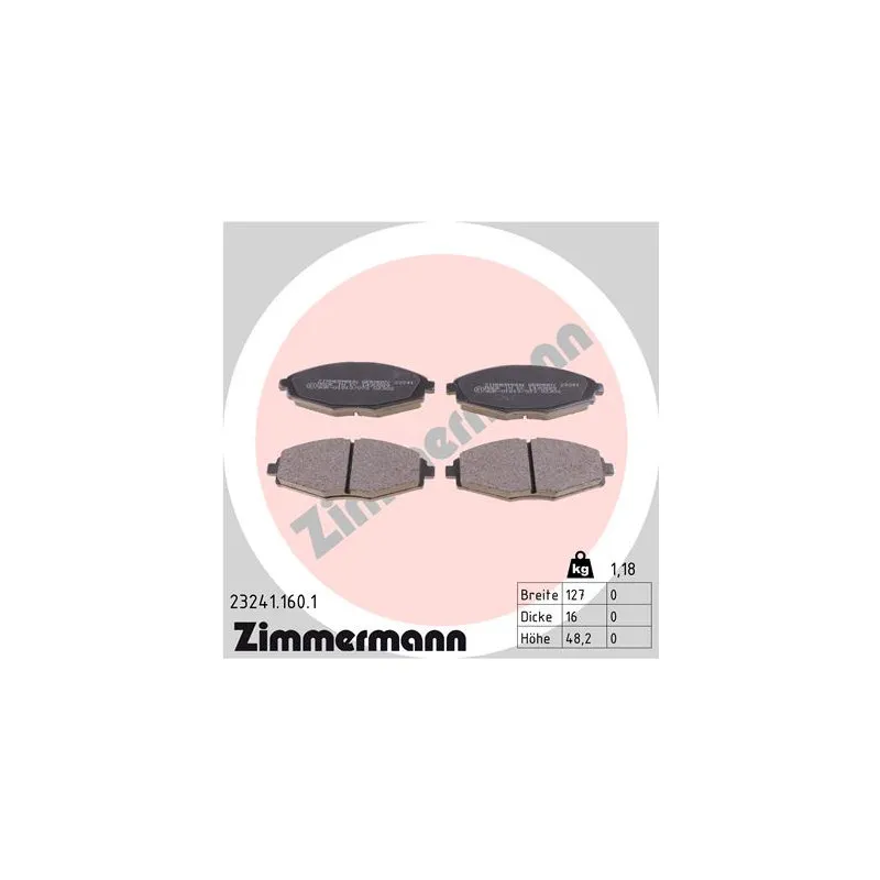 Jeu de 4 plaquettes de frein avant ZIMMERMANN 23241.160.1