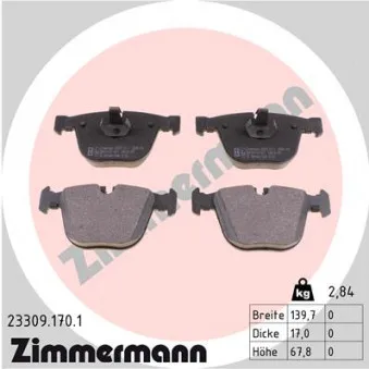 Jeu de 4 plaquettes de frein arrière ZIMMERMANN 23309.170.1