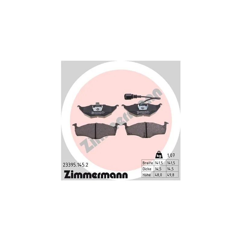Jeu de 4 plaquettes de frein avant ZIMMERMANN 23395.145.2