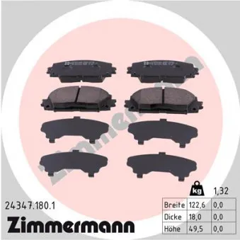 Jeu de 4 plaquettes de frein avant ZIMMERMANN 24347.180.1