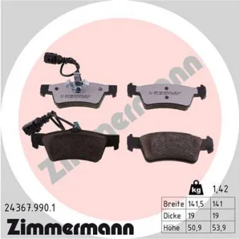 Jeu de 4 plaquettes de frein arrière ZIMMERMANN 24367.990.1