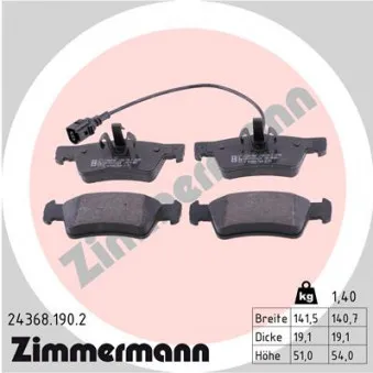 Jeu de 4 plaquettes de frein arrière ZIMMERMANN 24368.190.2