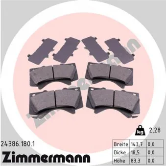 Jeu de 4 plaquettes de frein avant ZIMMERMANN 24386.180.1