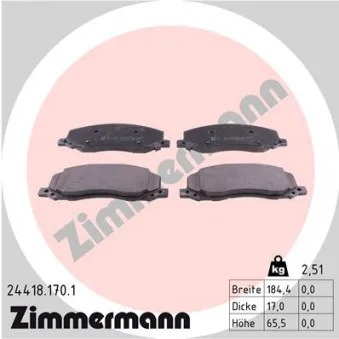 Jeu de 4 plaquettes de frein avant ZIMMERMANN 24418.170.1