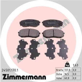 Jeu de 4 plaquettes de frein avant ZIMMERMANN 24501.170.1